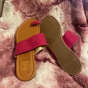 Brown sandals with pink straps. They have not been worn(Brand new!)